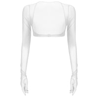 Thumbnail for Solid Color See-through Gloves Crop Tops - White / S - crop