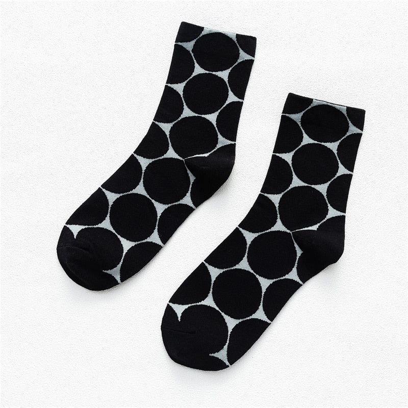 Dot Print Socks - Black / One Size