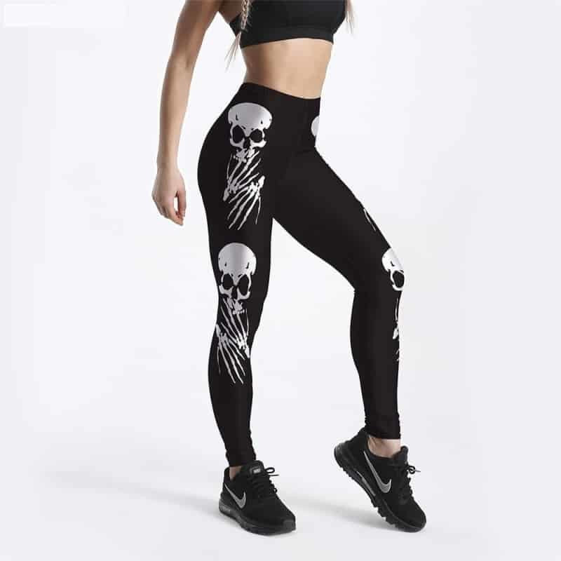 Goth Aesthetic Steampunk Skeleton Legging - Grey / S -