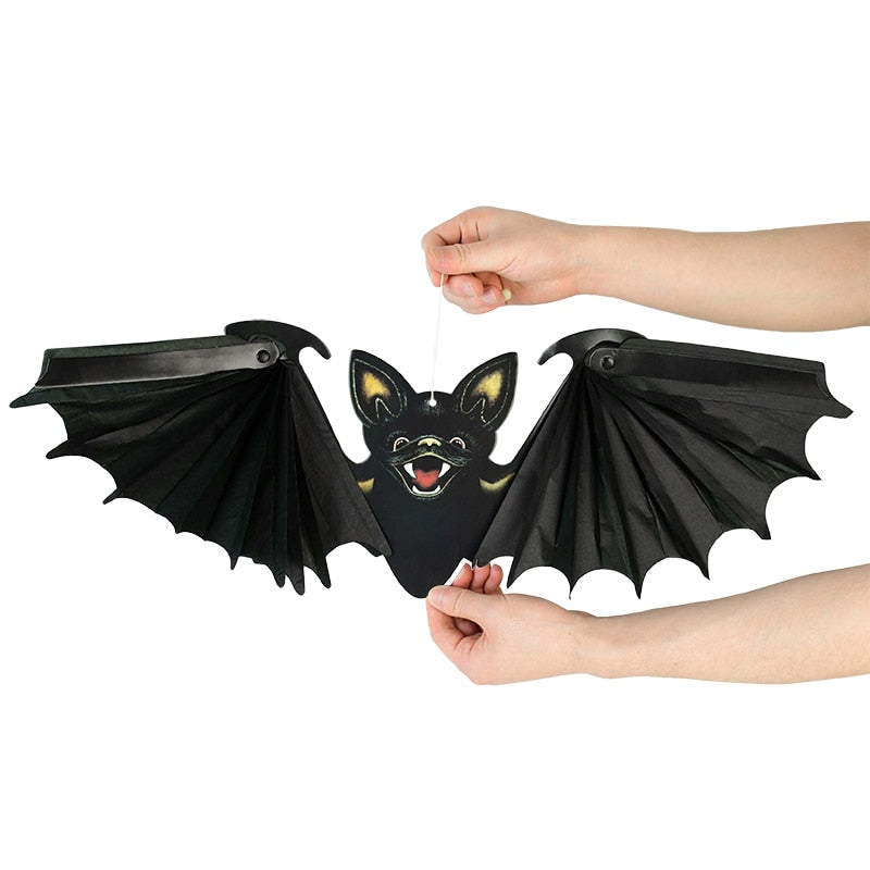 Halloween Paper Bat Hanging Ornament - black / 2pcs -