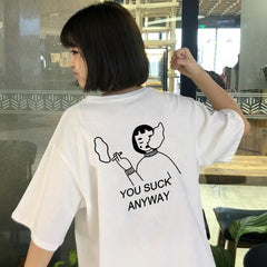 You Suck Anyway Oversize T-shirt - white / XS - T-Shirt