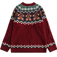 Thumbnail for Christmas Cookie Loose Knit Sweaters - Red / M - Sweater