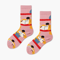 Thumbnail for Creative Colorful Socks - Pink-Red / One Size
