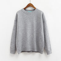 Thumbnail for Solid Simple Knitted Sweater - Grey / One Size