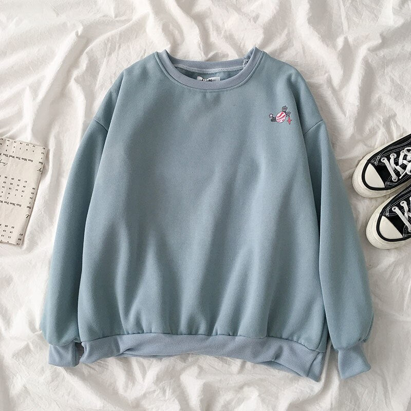 Pastel Color Cute Pattern Sweatshirt - blue / OneSize -