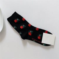 Thumbnail for Animal Cartoon Middle Tube Socks - Black Strawberry / One