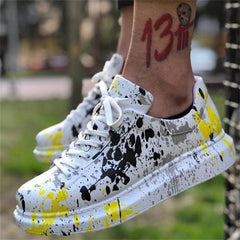 Colorful Graffiti PU Leather Sneakers - Shoes