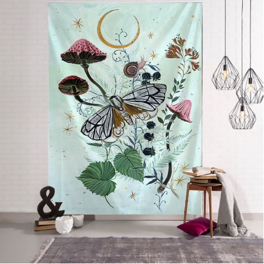 Psychedelic Butterfly Pattern Tapestry Blanket - E / 95x70cm