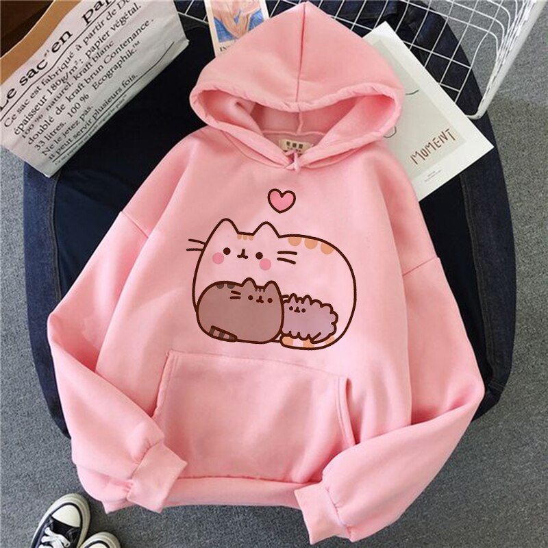 Kawaii Cat Korean Hoodie - love / S / Pink - Hoodies