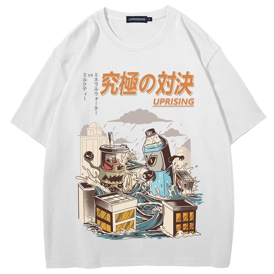 Harajuku Monsters In Town Japanese Kanji Loose T-Shirt -