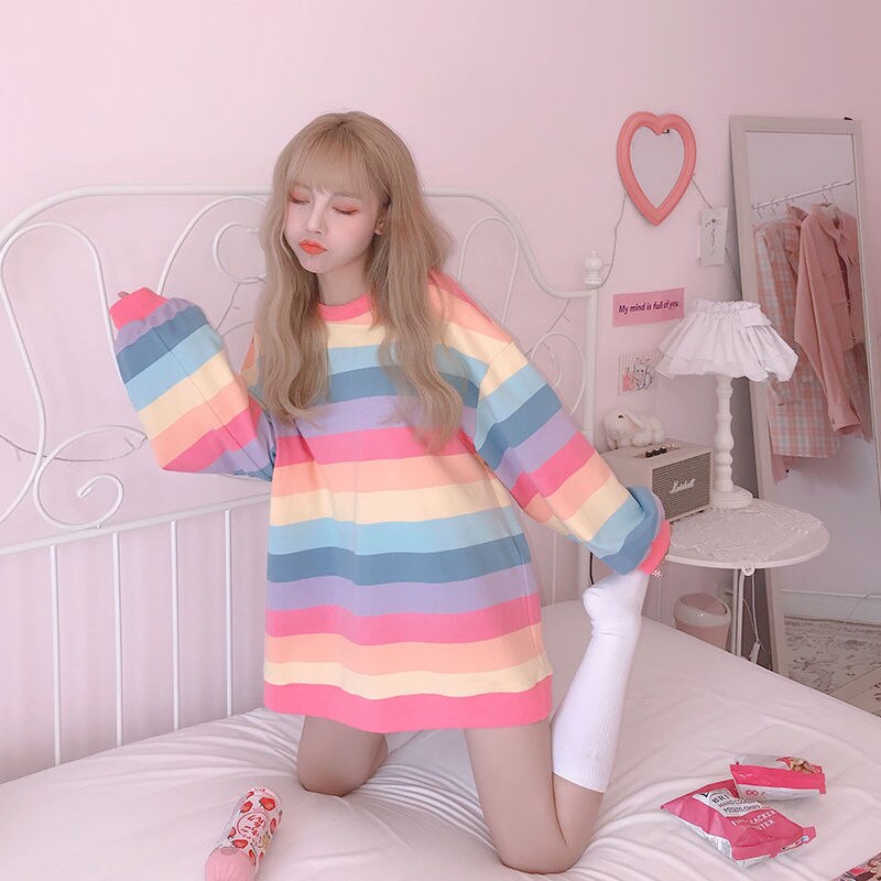 Pastel Kawaii Oversized Sweatshirt - SWEATSHIRT