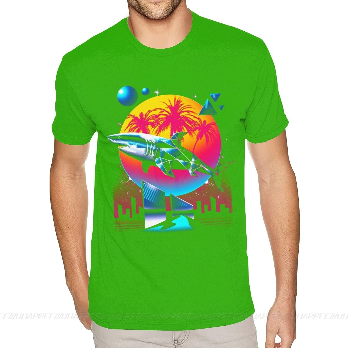 Aesthetic Shark Vaporwave T-Shirt - Green / S