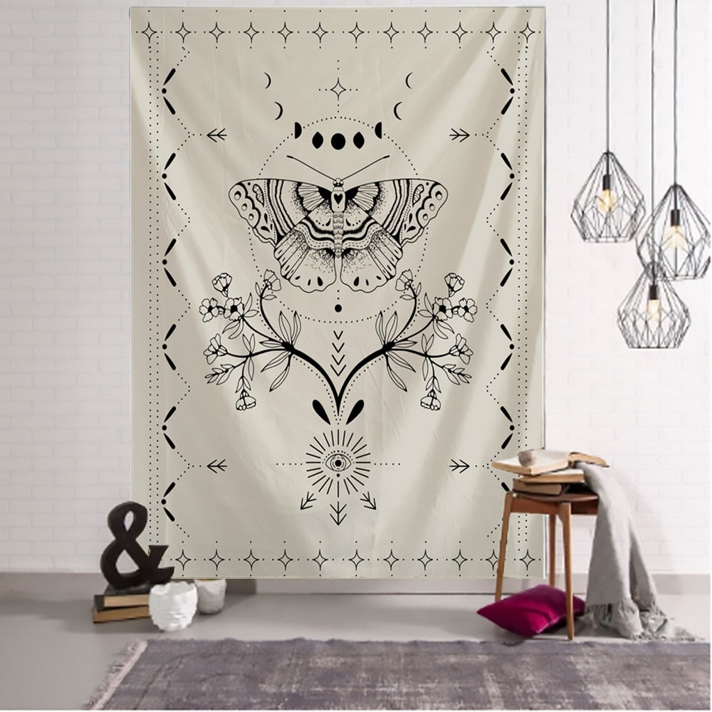 Psychedelic Butterfly Pattern Tapestry Blanket - I / 95x70cm