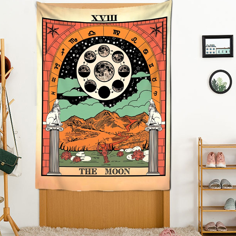 Hanging Astrology Tarot Card Tapestry Wall - K / 95x70cm