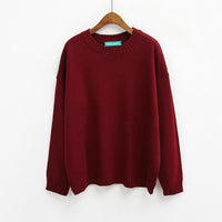 Thumbnail for Solid Simple Knitted Sweater - Red / One Size
