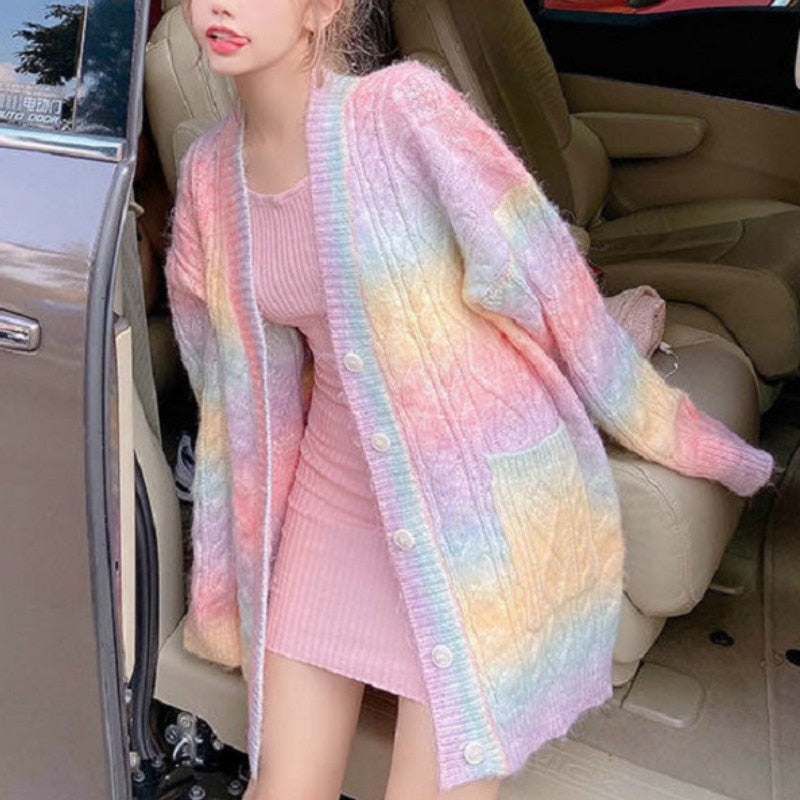 Rainbow Knitted Kawaii Sweater