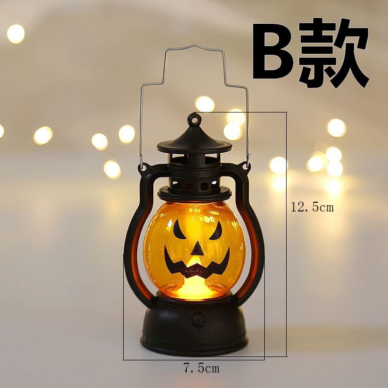 Pumpkin Skull LED Pony Lantern Halloween Decoration - B