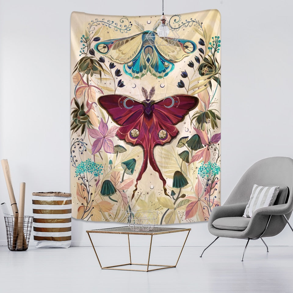 Psychedelic Butterfly Tapestry Wall - F / 95x70cm