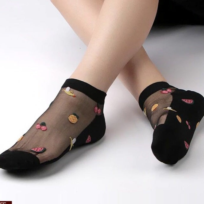 Transparent Ankle Socks - Transparent-Orange / One Size