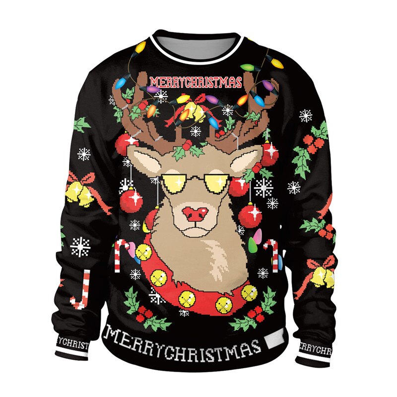 Ugly Christmas Women 3D Print Sweater - Black / M