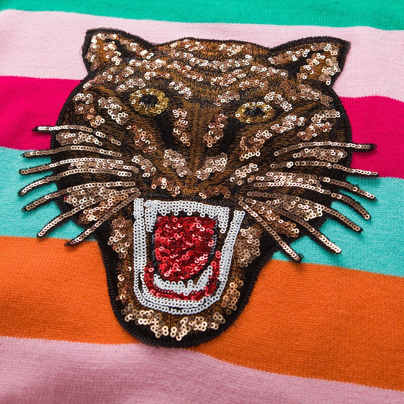 Tiger Striped Rainbow Unisex Embroidery Sweaters - One Size