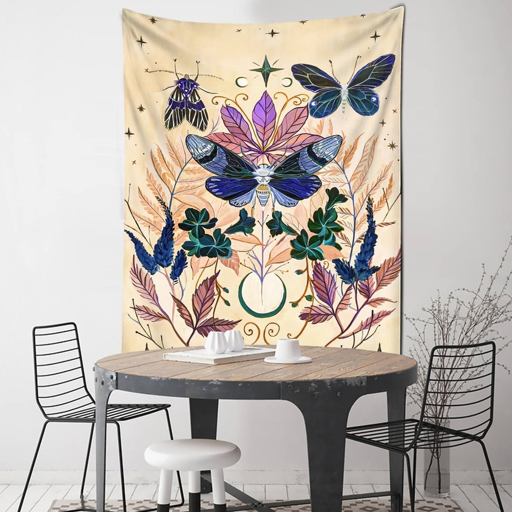 Flower Butterfly Pattern Tapestry Blanket - B / 95x70cm