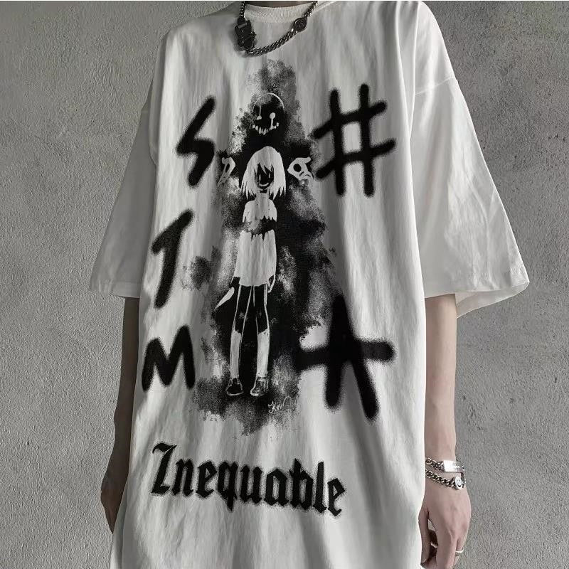 Anime Japan Style Gothic Oversized T-Shirts - white / S -