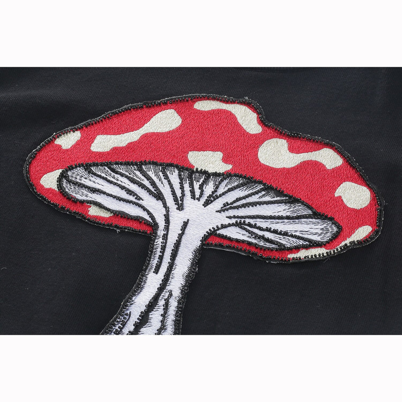 Thick Mushroom 3D applique Black Oversize Sweatshirt -