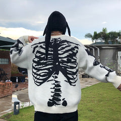 Skeleton Bone Print Knitted Sweater