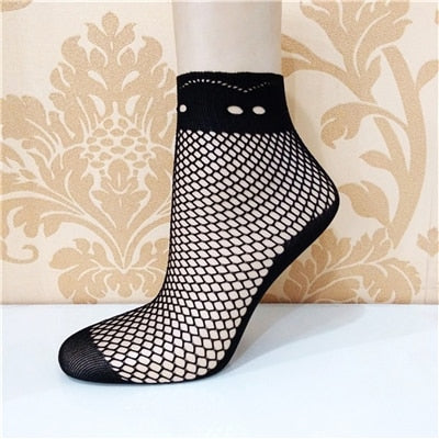 Elegant Lace Ruffle Fishnet Mesh Short Socks - Style01 / One