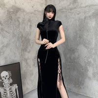 Thumbnail for Dragon Open Side Long Velvet Chinese Style Dress