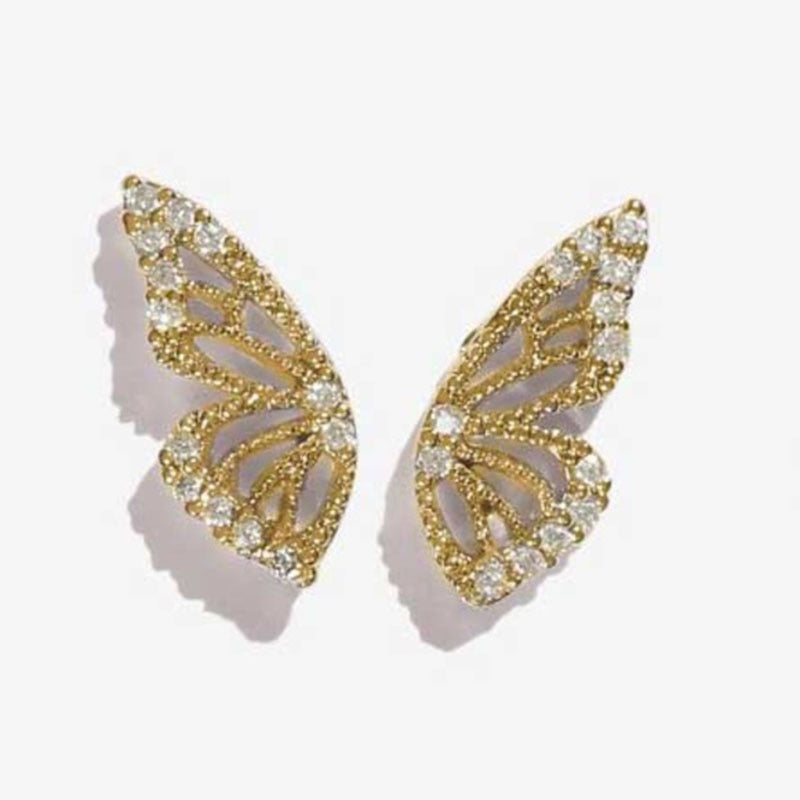 Half Butterfly Stud Earrings - Gold