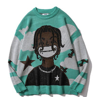 Thumbnail for Cartoon knitted sweater - Blue / S - Sweater