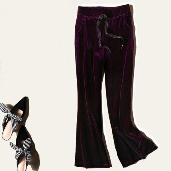 Velvet Loose Black Blazer and Pants - purple pant / S - 2