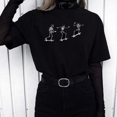 Skeletons Skateboarding Fashion T-Shirt - Black / XS