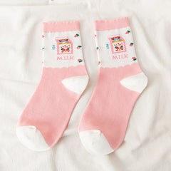 Cute Pastel Cartoon Socks - Pink / One Size
