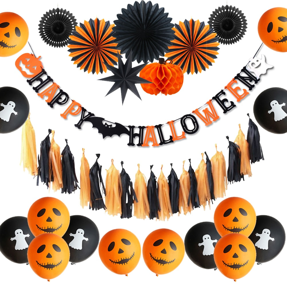 Halloween Party Decoration Banner Pumpkin - 15Pcs Set1