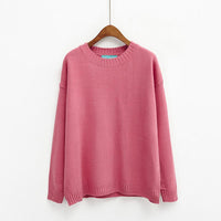Thumbnail for Solid Simple Knitted Sweater - Pink / One Size