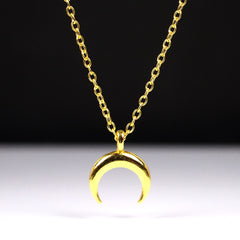 Metallic Crescent Moon Necklace