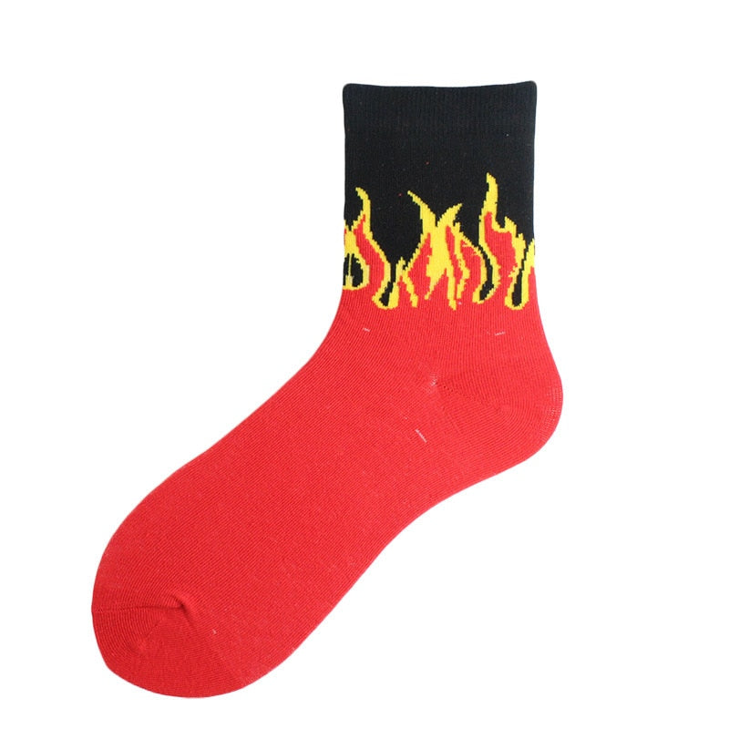 Fashion Hip Hop Flame Blaze Sock - Red / One Size