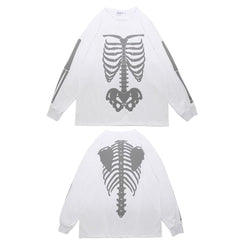 Glow Skeleton Bone Print Sweatshirt - White / S - SWEATSHIRT
