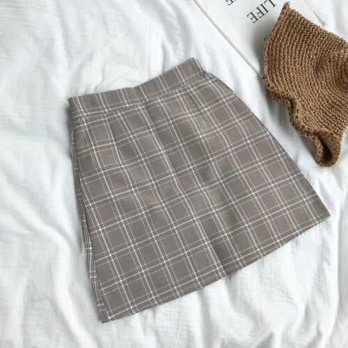 Korean Style High Waist Skirt - Grey coffee / S