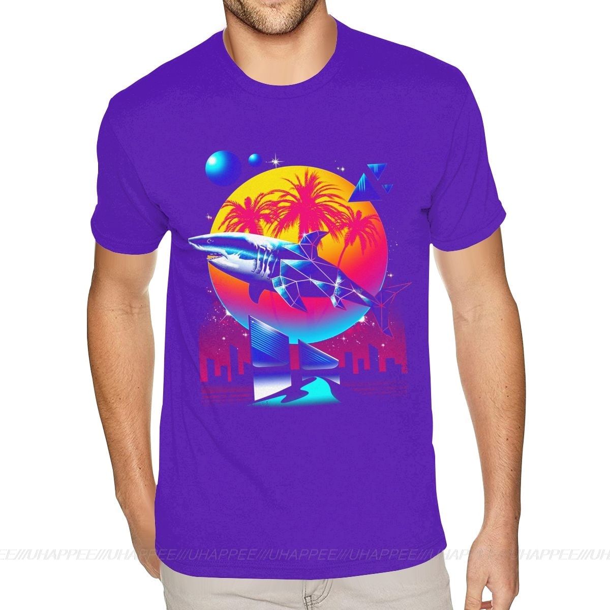 Aesthetic Shark Vaporwave T-Shirt - Purple / S