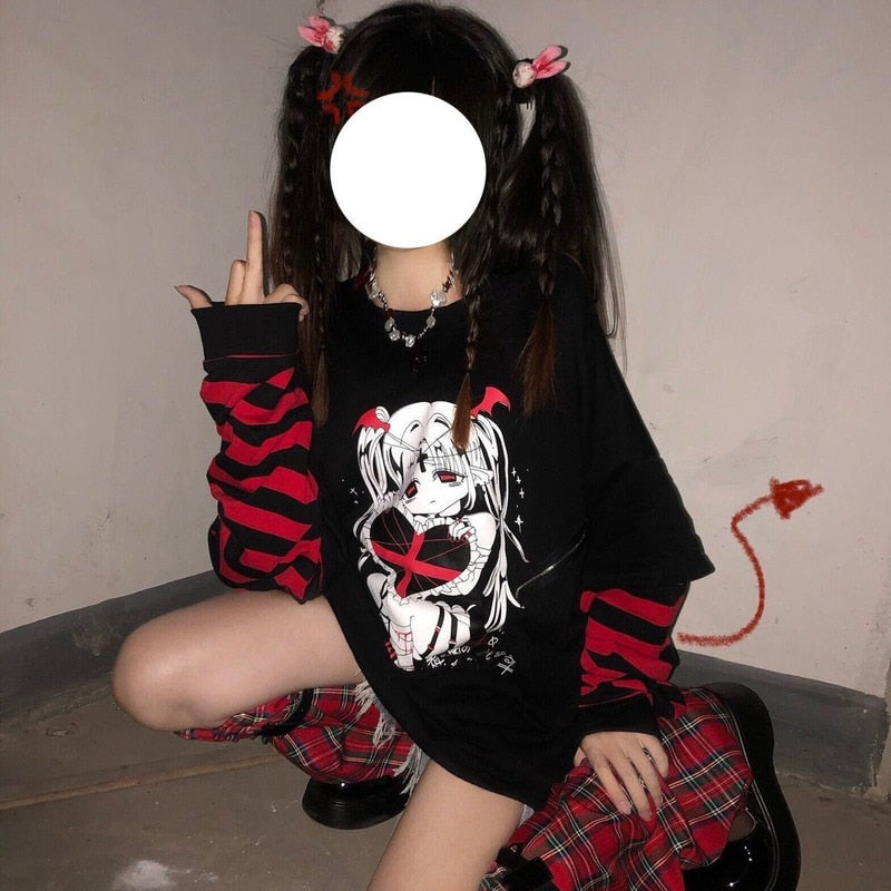 Gothic Anime Style Sweatshirt - SWEATSHIRT