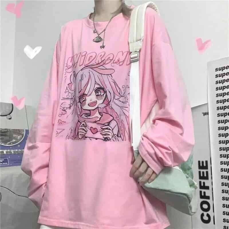 Anime Dolls Oversized Sweatshirt - Pink / S - SWEATSHIRT