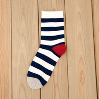 Thumbnail for Striped Thigh high long Sock - Dark blue - Socks
