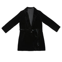 Thumbnail for Velvet Black Warm Long Sleeve Blazer