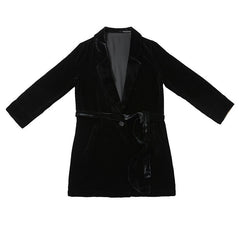 Velvet Black Warm Long Sleeve Blazer