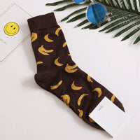 Thumbnail for Animal Cartoon Middle Tube Socks - Brown Banana / One Size