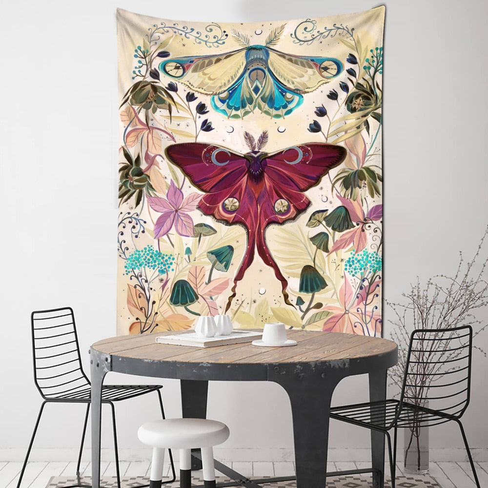 Flower Butterfly Pattern Tapestry Blanket - D / 95x70cm